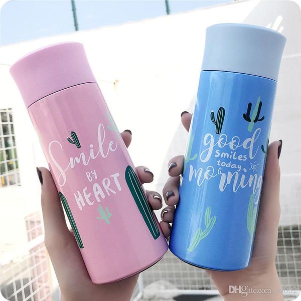 Unicorn Girl Thermal Cup Borraccia per studentessa Coreano portatile Cactus Letteratura e arte Acciaio inossidabile Suite originale Water Cup C1