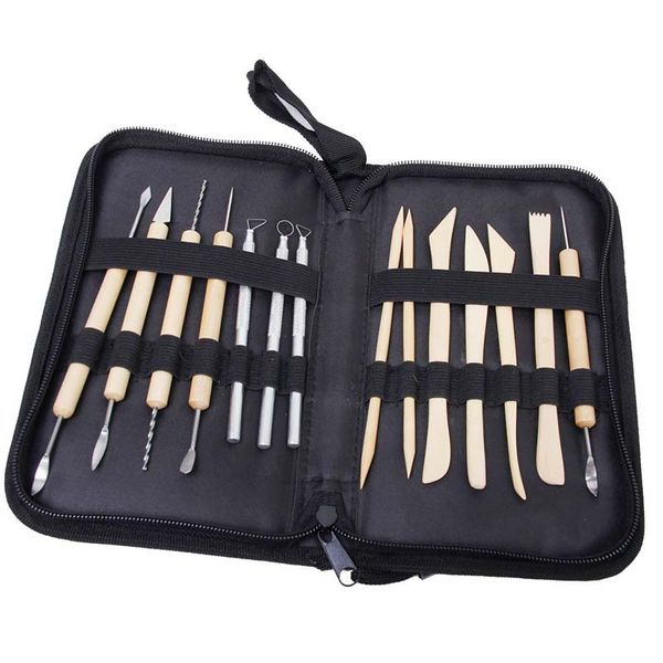 

14 pcs pottery clay sculpture tools with storage case