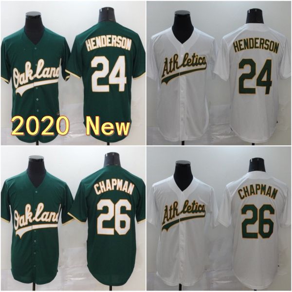 

mens 2020 new 24 henderson 26 chapman jersey baseball jerseys green white flexbase coolbase man shirt stitched, Blue;black