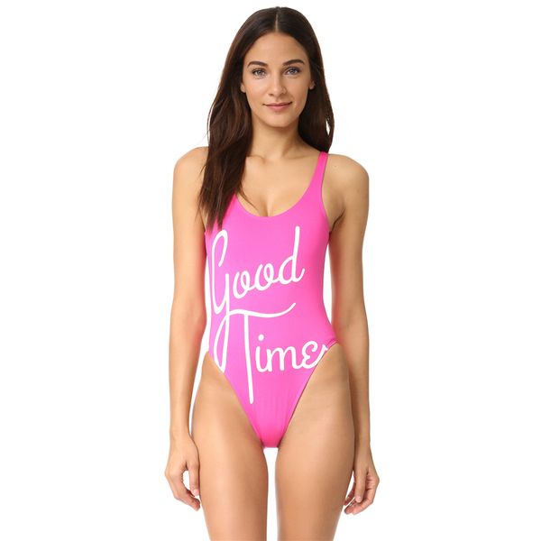 

Letter Print Sexy Backless High Waist Swimwear One Piece Beach Multicolor Optional Swimwear Clothing for Women