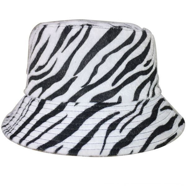 

seasonal warm fisherman bucket bucket woolen zebra stripe printed two-side hat men's and women's outdoor warm fisherman's hat, Blue;gray