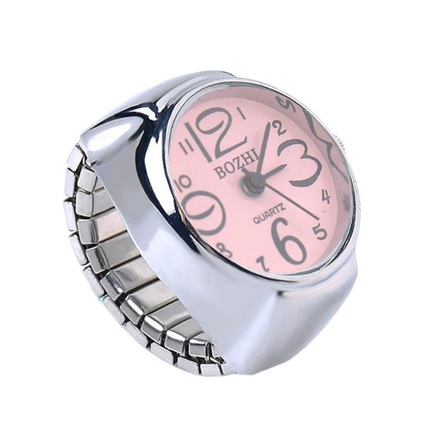 

2019 personalized couple ring watch creative elastic stainless steel finger watch, Slivery;brown