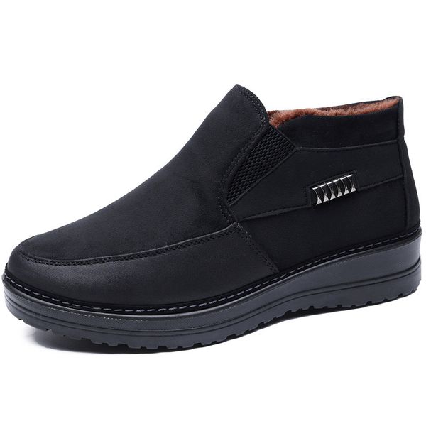 

warm snow boots men winter casual walking shoes male comforatble fur ankle boots plus size 2019, Black