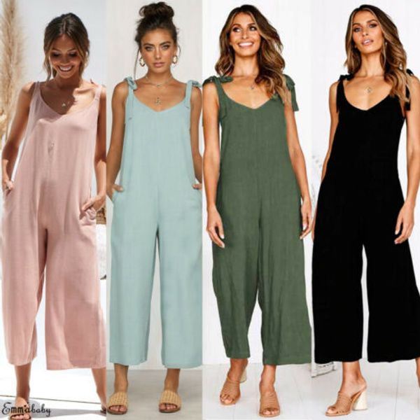 

women's sleeveless solid jumpsuit romper casual clubwear wide leg pants outfits, Black;white