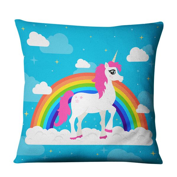 

fopcc 45x45cm unicorn unicorn blue square pillow case diy decoration linen cushion cover kirin birthday party supplies