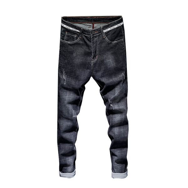 

2019 new arrival black distressed jeans brand casual denim jeans men distressed slim straight male, Blue