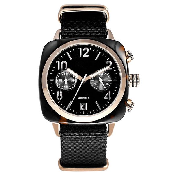 

great fashion no calendar square sub-dial decor nylon band quartz wrist watch, Slivery;brown