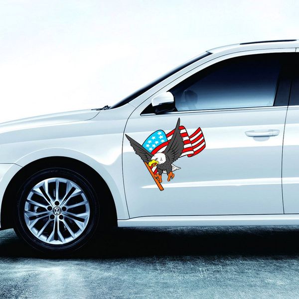 

1 set/2pcs car decal flying hawk auto truck hood side eagle usa flag sticker