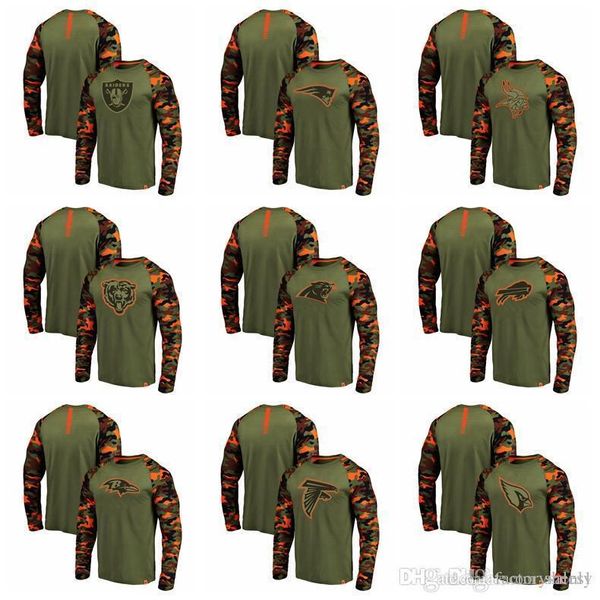 

cotton new 2019 mens cardinals falcons ravens bills panthers bears olive camo recon raglan long sleeve t-shirt, Black