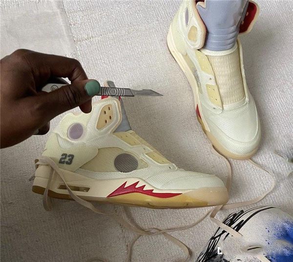 

2020 authentic off air 5 white 5s retro sail red silver 3m reflective 23 basketball shoes men sneakers ct8480-100 with original box