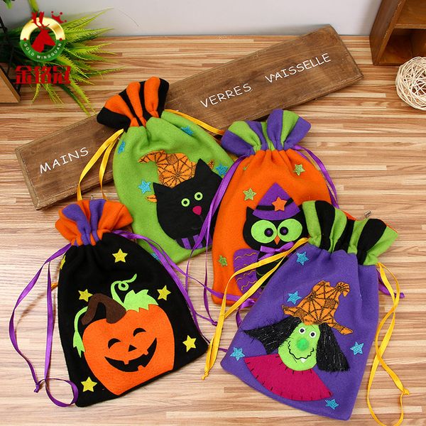 

litthing halloween brushed cloth candy bag drawstring bag halloween decoration props supplies thank you gift party favor bags