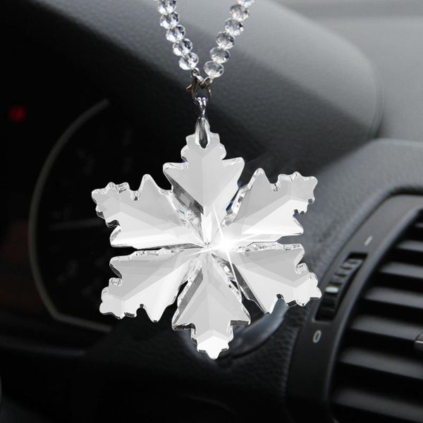 

car pendant transparent crystal snowflakes decoration suspension ornaments sun catcher snowflake hanging trim christmas gifts