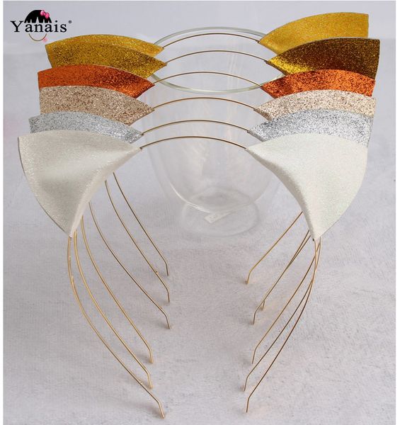 

1pc camouflage cat ear hair band women hair accessories glitter ears metal hoops bezel