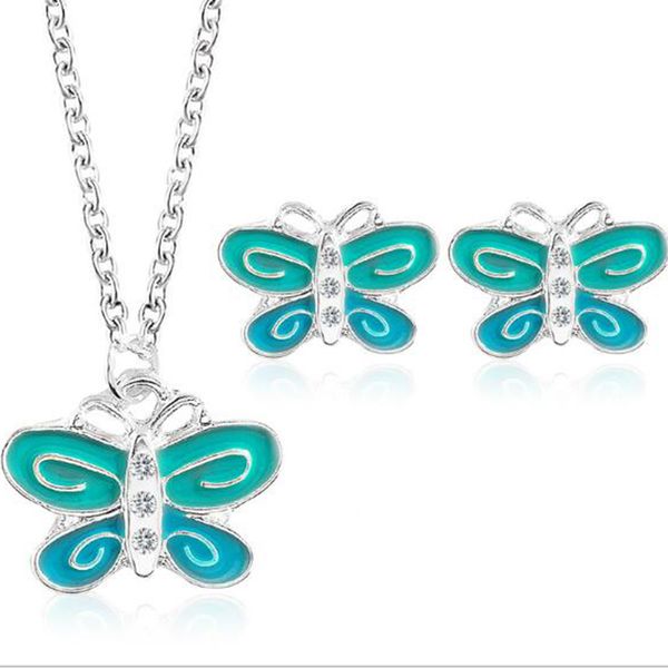 

fashion cute dragonfly shaped necklace earring jewelry set for women girls insect jewelers birthday gifts x214, Silver
