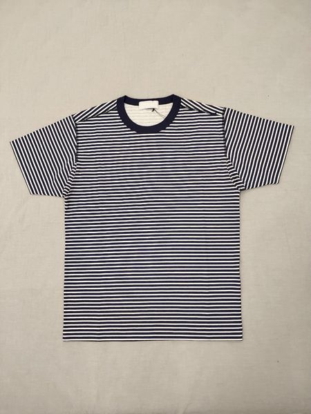 

19ss marina t-shirt toney pigment printed image stripe t shirt men and women couple comfortable designer shirt, White;black