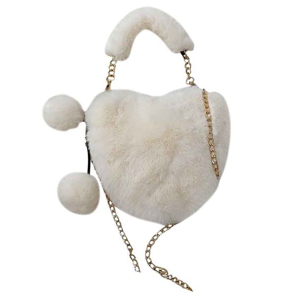 

2019 fashion women's designer handbag quality plush heart women bag dinner party purse sweet girl chain shoulder messenger bags