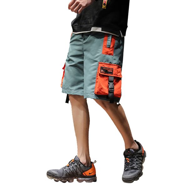 

2020 summer casual shorts men streetwear hip hop cargo shorts casual fitness multi pockets men's bermuda shorts, Black