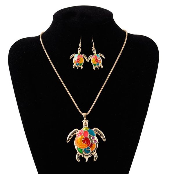 

fashion set women turtle friends for necklace enamel jewelry earrings hook female present chain lovely girl friend your pendant nqdkx, Slivery;brown