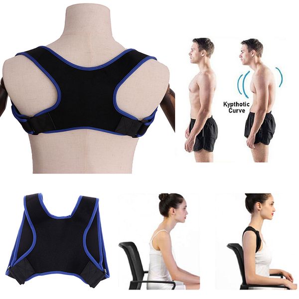 

red/blue posture corrector back support belt shoulder bandage corset back orthopedic spine posture corrector pain relief, Black;blue