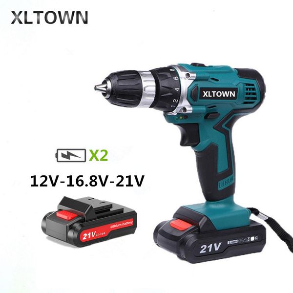 

xltown 16.8/21v electric screwdriver with 2 battery home cordless electric screwdriver hand drill lithium battery power tools