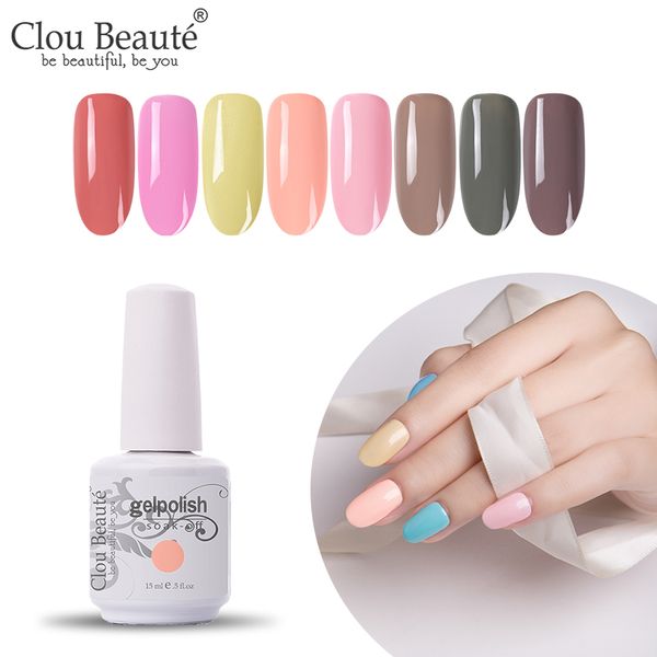 

clou beaute selling color 15ml nail gel polish coat semi permanent design manicure soak off varnish gel lacquer, Red;pink