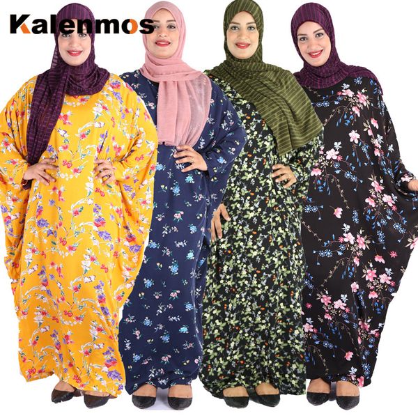 

ramadan muslim hijab dress bat sleeve print floral abaya robe women islamic clothing jilbab burka robe prayer moroccan kafan, Red