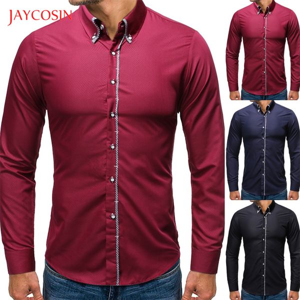 

joycosin 2019 new winter men shirt casual fashion men clothes mercerized twill lapel collar long sleeve dress button shirt, White;black