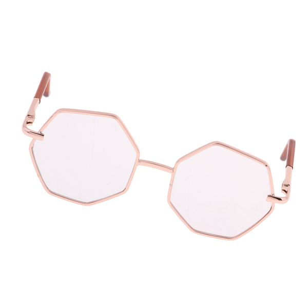 

fashion design hexagon gold frame clear lens glasses eyewear for doll