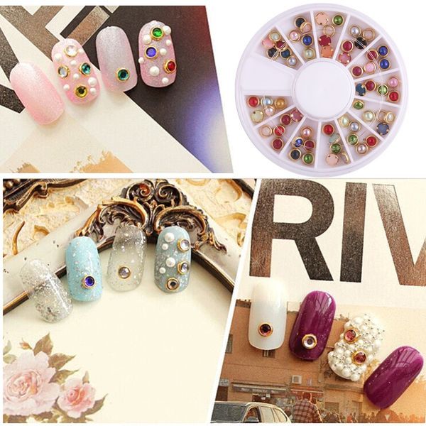 

coscelia mixed colors nail rhinestone wheel diamond shapes stones for nail manicure 3d art decoration in wheel accessories, Silver;gold