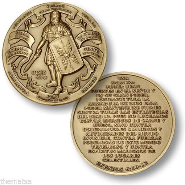 

helmet of salvation - armor of god ephesians 6:10-12 collectible challenge coin,ales