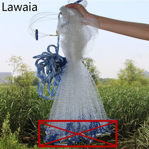 

lawaia fishing network for fishing garnalen aquarium 7m fish net catch net without sinker and ring diameter 2.4m-7.2m