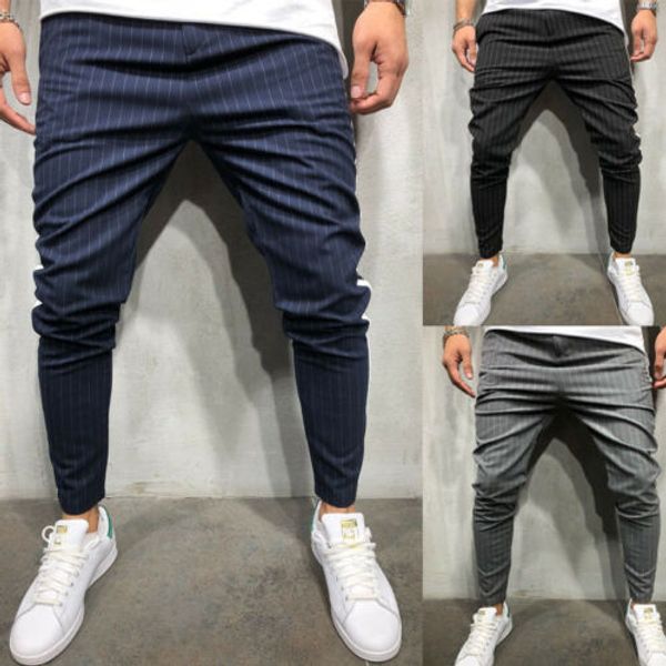 

mens skinny track pants jogging bottom slim fit sweatpants pencil trouser, Black