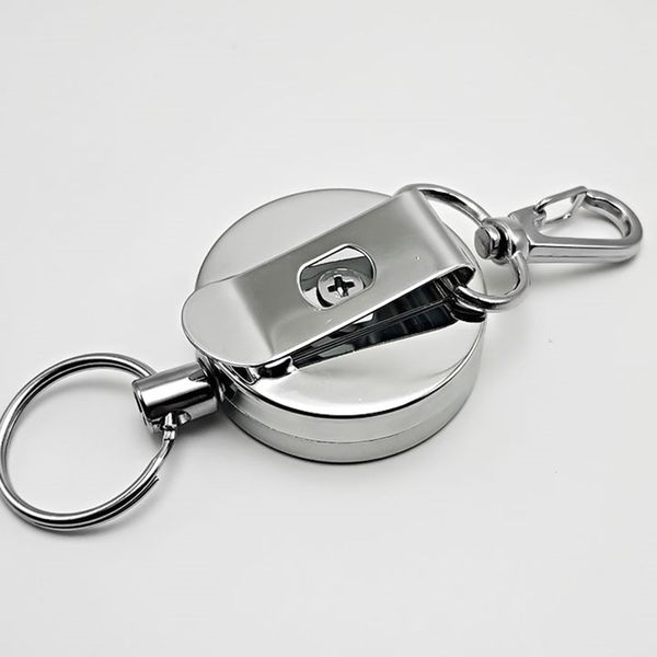 

1pcs new metal retractable pull key ring badge lanyard tag card holder recoil reel belt clip gift wh0446