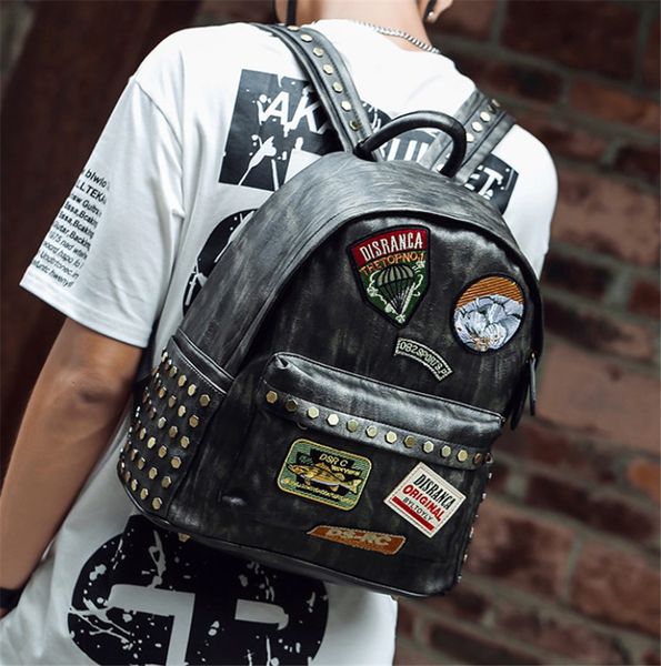 

Designer Backpack Men Rivet Applique Simple Handsome School Bags Backpacks PH-CFY20051119