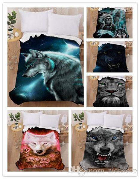 

3d wolf full moon night blanket soft warm cozy bed couch lightweight polyester microfiber blanket
