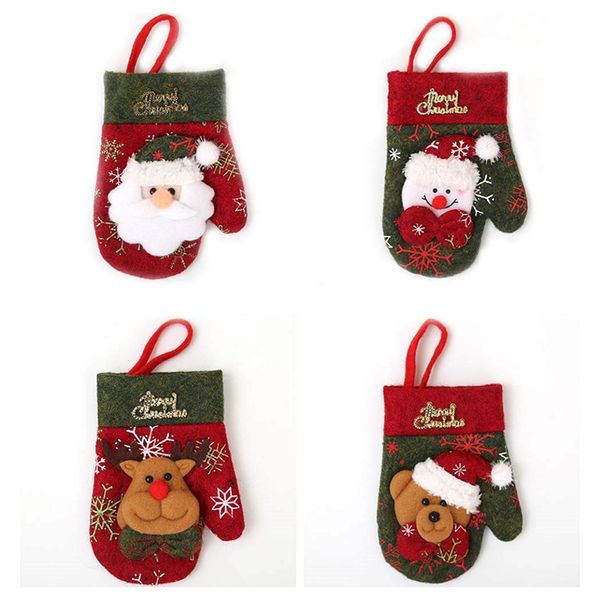 

gloves shaped snowman elk santa claus bags holder pocket for flatware utensils christmas xmas decor for cutlery set (4 pcs