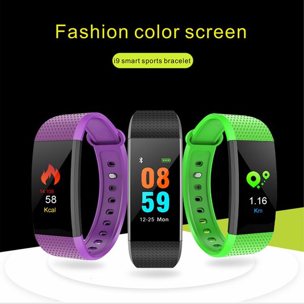 

i9 smart wristbands fitbit fitness tracker 0.96 inch lcd screen watch heart rate blood pressure monitor waterproof swimming smart bracelet