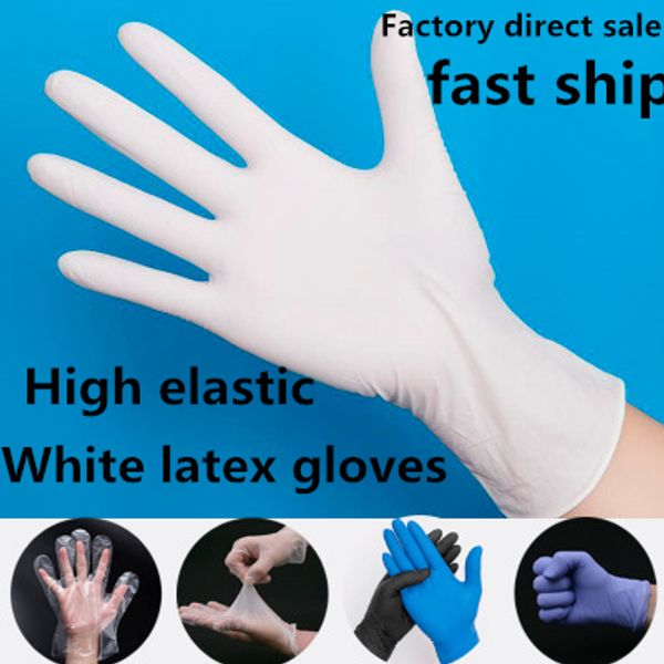 

100шт одноразовые латексные перчатки белые нескользящие лабораторные резиновые латексные защитные перчатки горячие продажи бытовых чистящих