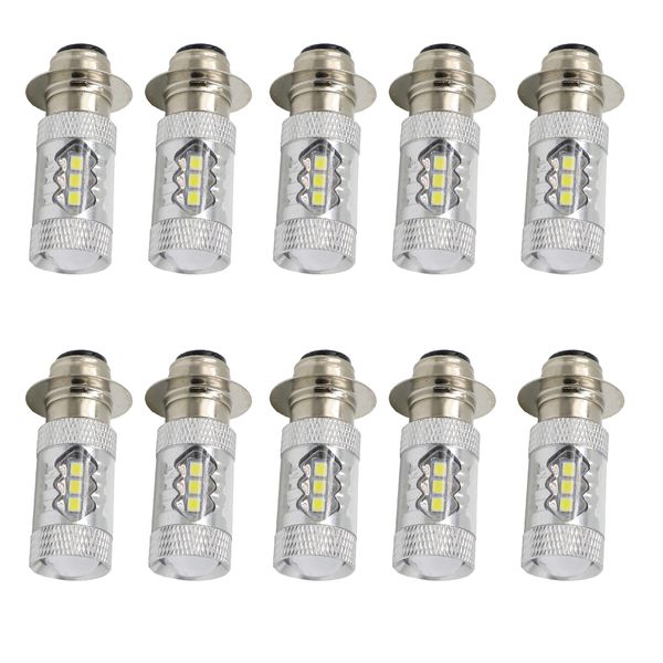 

ysy new 10pcs h6m p15d 2835 chips 16leds 12v dc white light bulbs headlights motorcycle scooter autocycle ligthts white