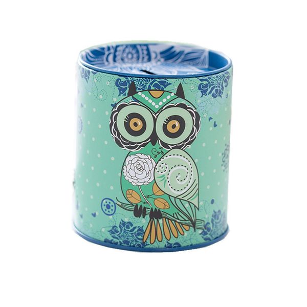 

vintage owl piggy bank tinplate piggy bank children's gifts home decoration kid gift round piggy bank money box accessories