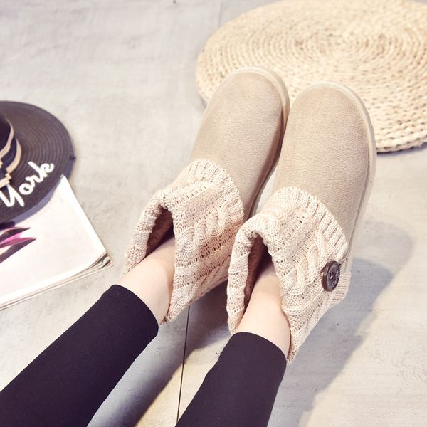 

fevral 2019 new woman ankle boots fashion slip-on comfortable flat woman shoes casual winter boots keep warm size 35-40, Black