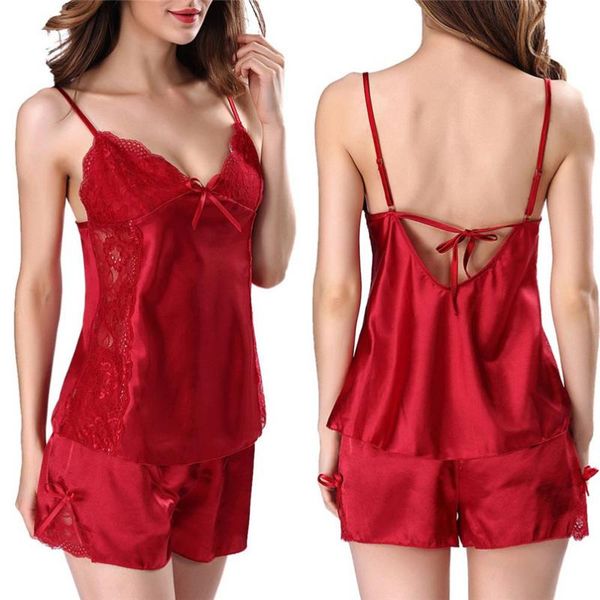 

fashion women lingerie nightdress lace v-neck underwear set sleepwear adjusted-straps +boyshort 2019 charming a1, Blue;gray