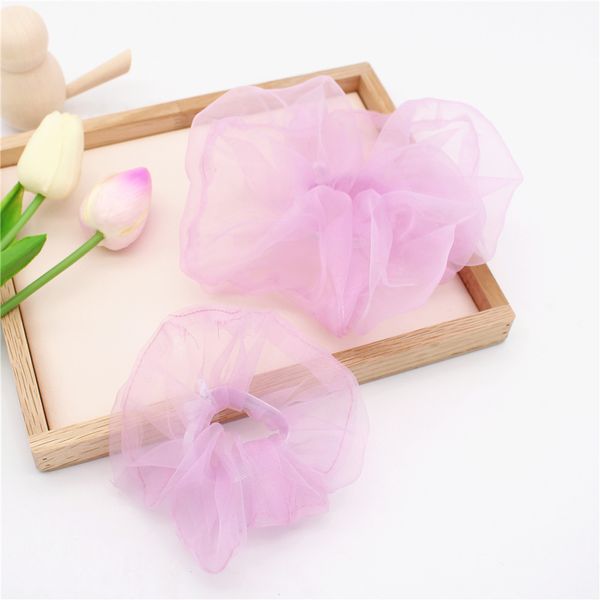 

super over sized normal size soft gauze hair scrunchies graceful solid organza ponytail elastic hair ties ring bands spring new arrival, Golden;silver