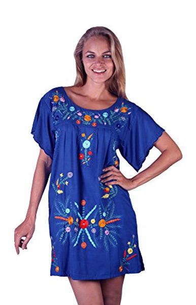 

casual dresses back from bali womens short dress mexican embroidered sleeves cover up, Black;gray