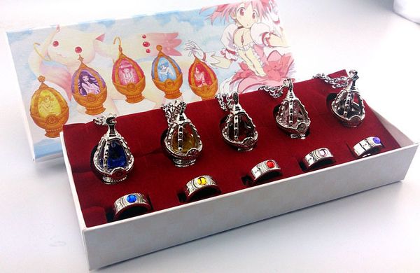 

anime puella magi madoka magica cosplay akemi homura soul gem pendant necklace with box children gift collection christmas, Silver