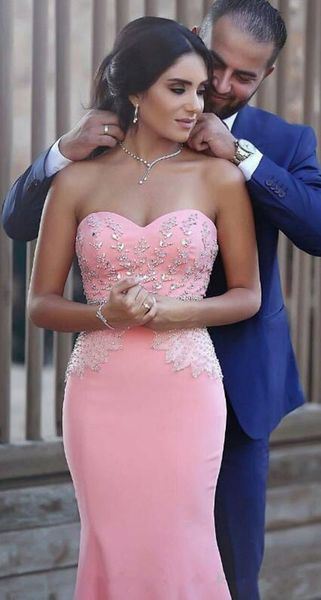 

розовый русалка 2019 новый арабский вечерние платья милая бисером crystals атласная пром платья sexy дешевые вечерние платья партии, Black;red