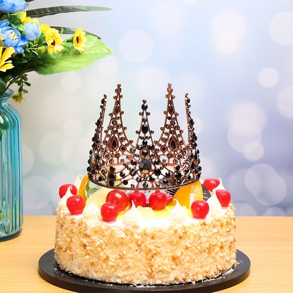 

shining mini crown cake er metal pearl happy birthday cake ers wedding&engagement decor sweet party decoration