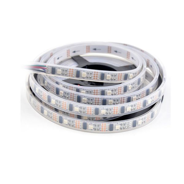 5M/roll 32LEDs/m WS2801 LED Strip Light, indirizzabile 32pixels/m 5050 SMD RGB Nastro TV digitale natalizio, ingresso DC5V, PCB bianco, impermeabile IP67