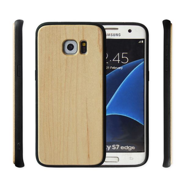 Fashion Designer Custodia in legno per Samsung Galaxy S7 S7 edge Cover per cellulare Real Bamboo + TPU Custodie per telefoni gommati Galaxy S9 Note 9 S10 S10E
