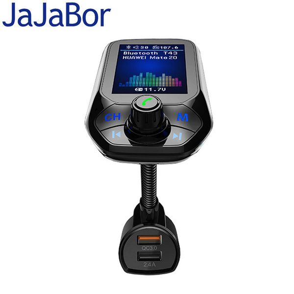 

jajabor bluetooth car kit handsfm transmitter a2dp music car mp3 player qc3.0 charger support tf card / u disk playback